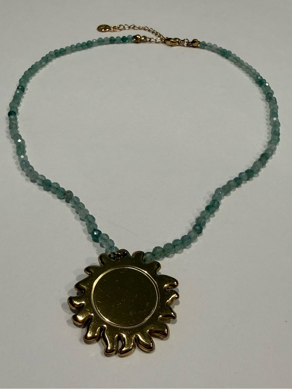 NEW Mayamar Natural Green Beaded Gold Sun Pendant Necklace - Picture 4 of 9